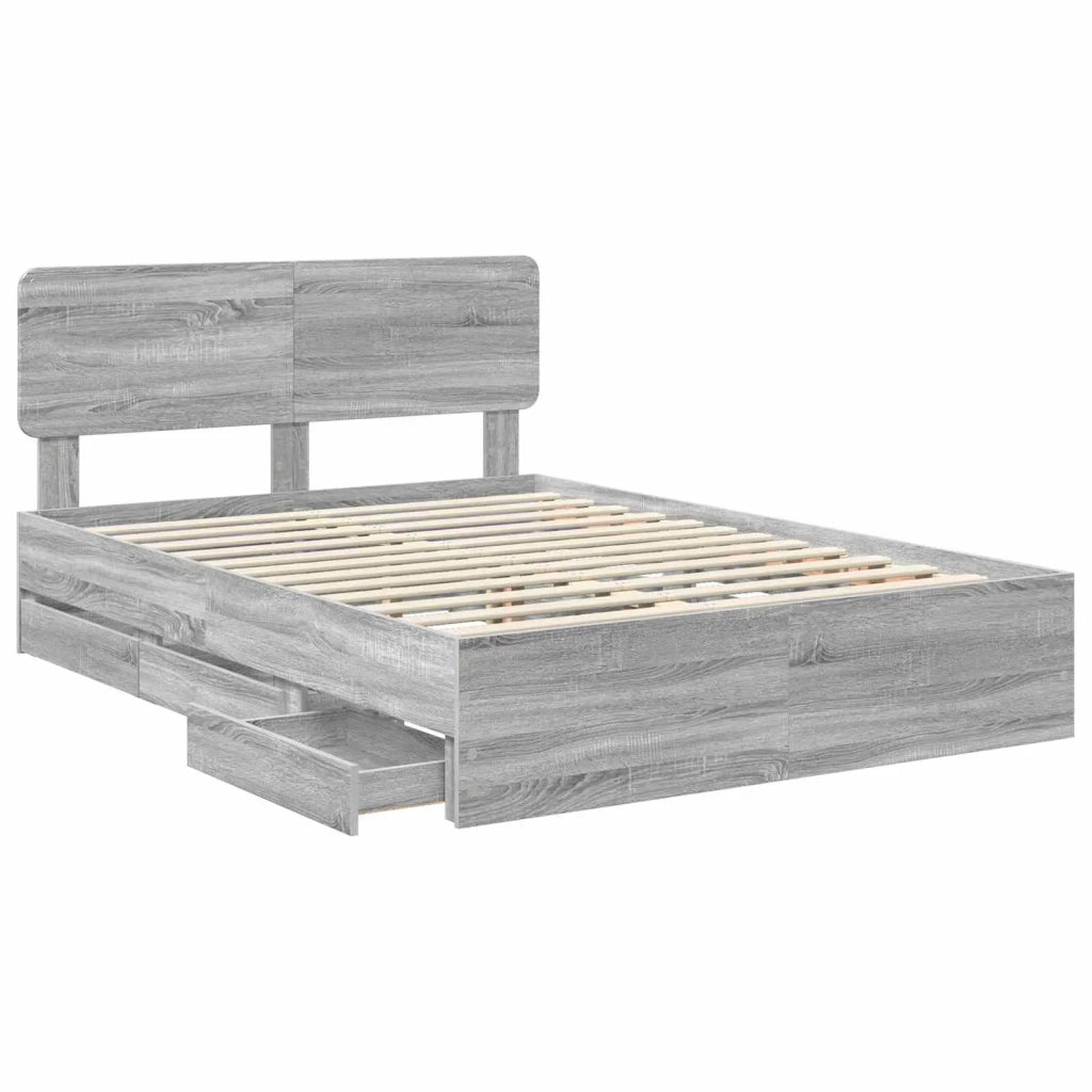 Struttura del letto con cassetto Sonoma grigia 160 x 200 cm 3412169