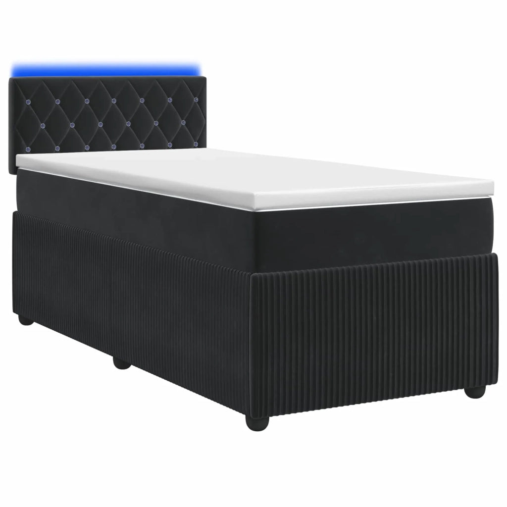 Letto box spring con materasso Nero 100 x 200 cm Velluto 3453079