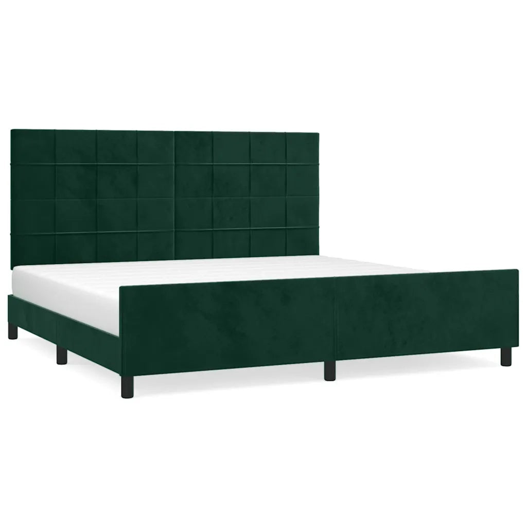 Giroletto senza Materasso Verde Scuro 200x200 cm in Velluto