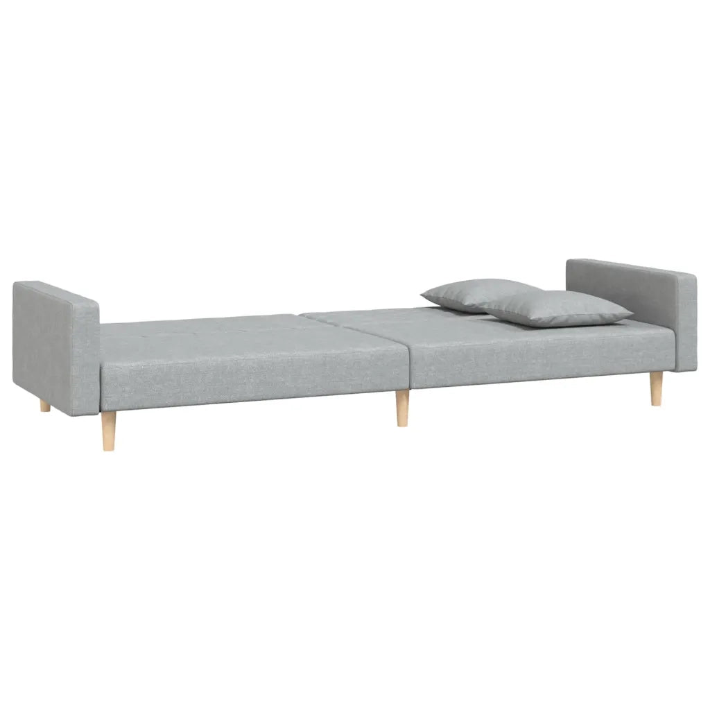 Divano Letto a 2 Posti con 2 Cuscini Grigio Chiaro in Tessuto 375899