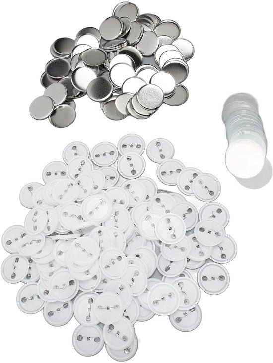 Set di Badge da 100 - Materiale Duro - Bicchiere/Plastica - Knoppi DIY - Badge da Tavolo - Adatto per Badge Maker - Applicazione Creativa