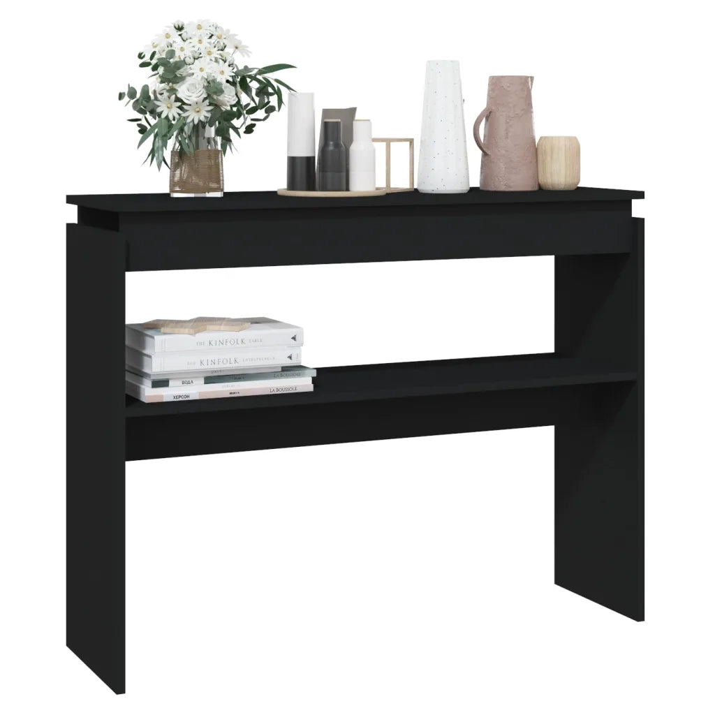 Tavolino Consolle Nero 102x30x80 cm in Legno Multistrato 808324