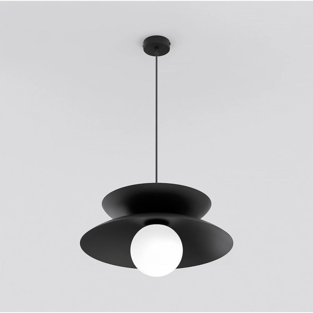Lampada a sospensione NAGOYA in acciaio nero e vetro