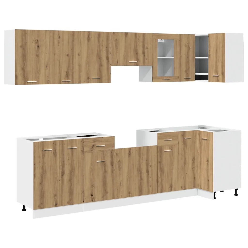 Set di Mobili da Cucina 11 pz Lyon Rovere Artigianale Truciolato 3328580