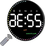 Orologio Digitale da Parete da 10 Pollici con Comando a Distanza, 2 Allarmi, Temperatura, Data e Conto alla Rovescia per Uso Domestico