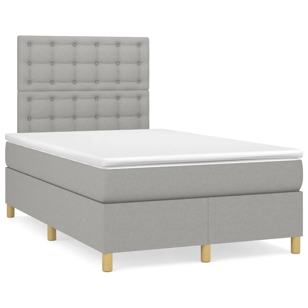 Giroletto a Molle con Materasso Grigio Chiaro 120x190cm Tessuto