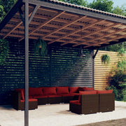 Set Divani da Giardino 9 pz con Cuscini in Polyrattan Marrone cod mxl 39088