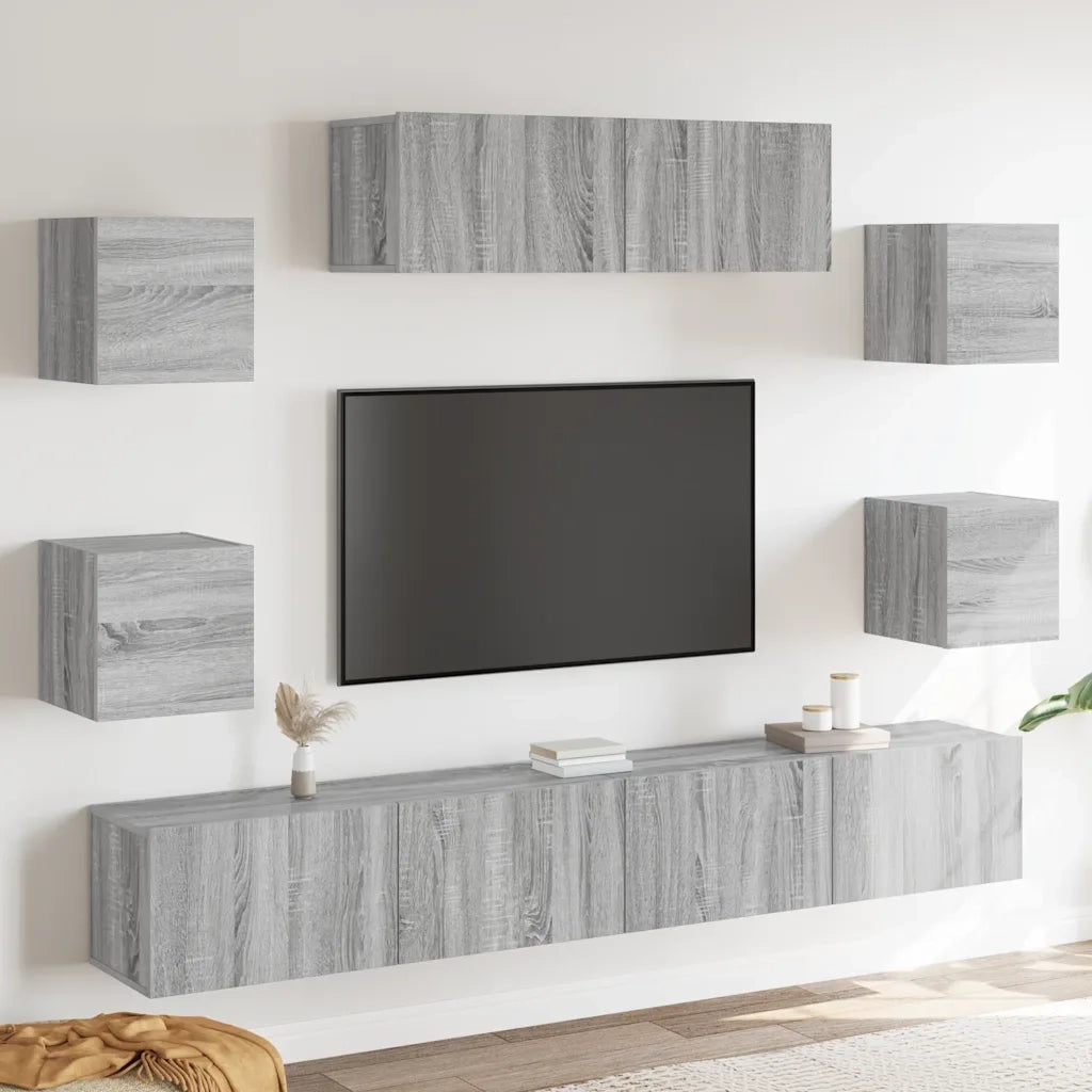 Set di Mobili Porta TV 7 pz Grigio Sonoma in Legno Multistrato cod mxl 22784