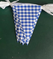 Bandiera a strisce 16 metri - Doppia faccia Gingham - Bandiere di cotone - Decorazione da festa - Compleanno/Baby shower - Blu/ Bianco a quadri - Bandiera da festa