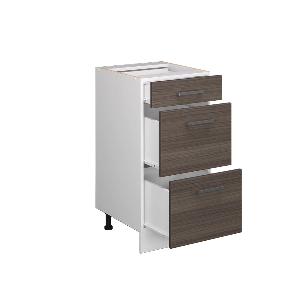 Mobiletto base per cucina R-Line Grigio nobile/Bianco 40 cm con cassetti, PL Rovere Vicco