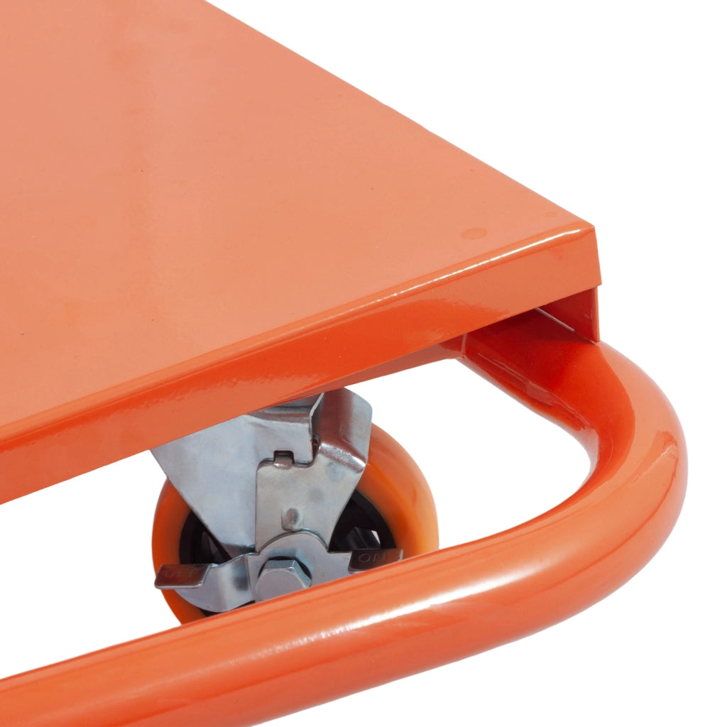 Carrello per pannelli in acciaio arancione, portata fino a 1000 kg, con 4 ruote piroettanti e freni
