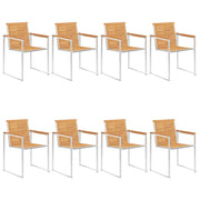 Sedie da Giardino 8 pz Legno Massello di Teak e Acciaio Inox