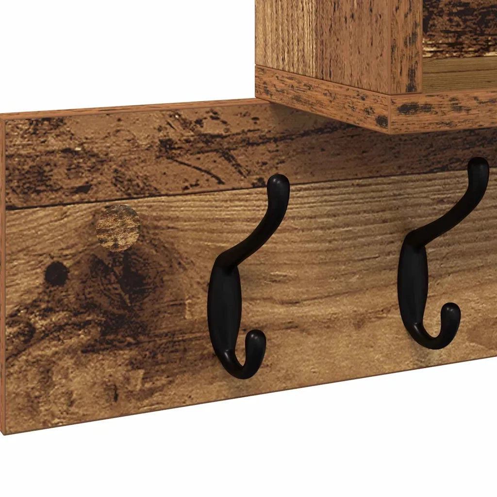 vidaXL Appendiabiti a muro Legno vecchio 100 x 12 x 43.5 cm