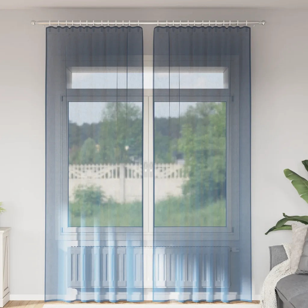 Tende in Voile con Tasche per Aste 2 pz Blu Reale 4102215