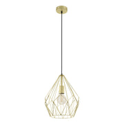 Lampadario A Sospensione Vintage Carlton Acciaio Oro 1 Luce E27 D31