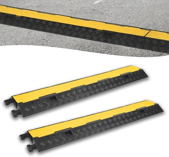 Pavimento Cavoporta 100cm - Ponte Cavo in Gomma con Doppio Canale Protezione Cavo per Parcheggi e Officine