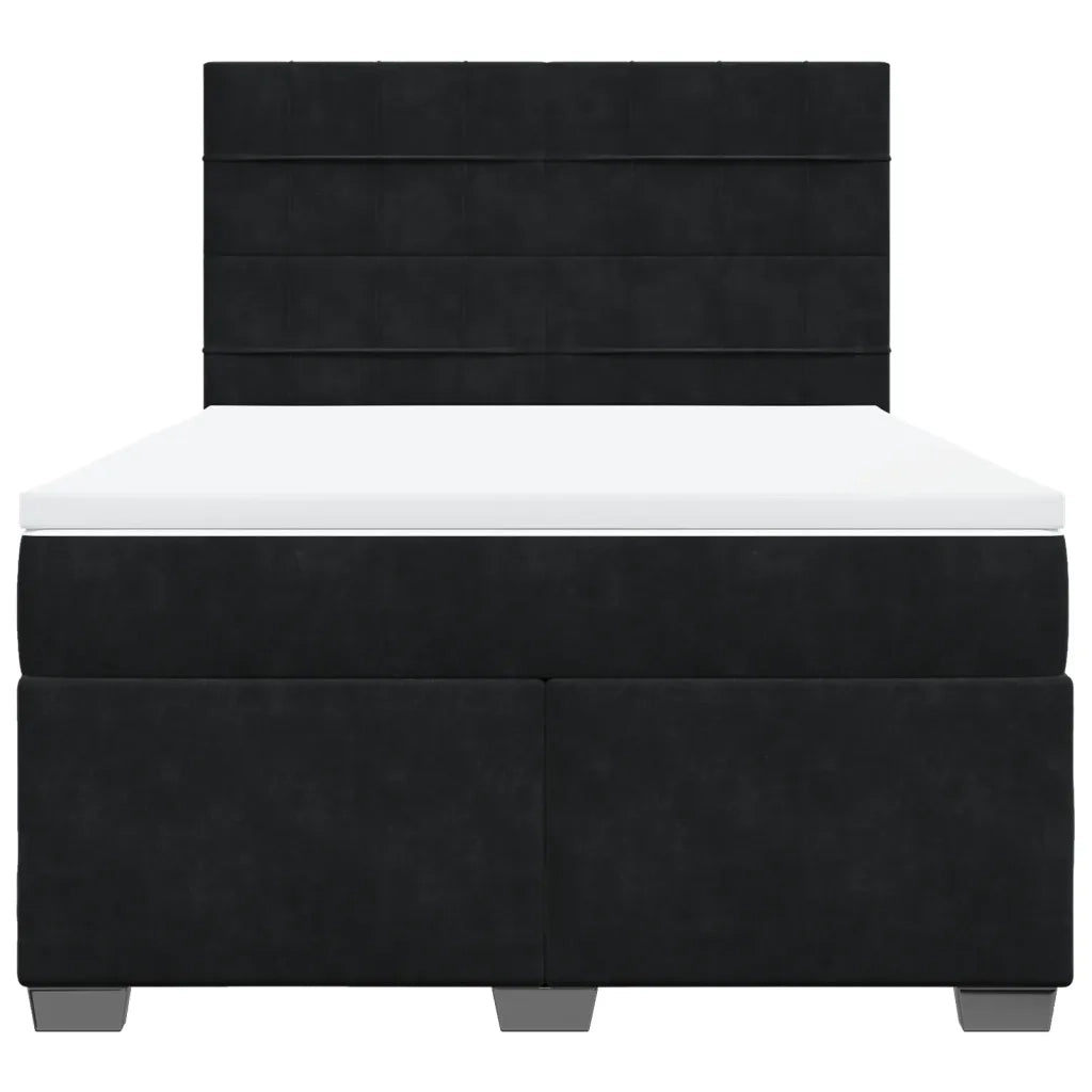 Giroletto a Molle con Materasso Nero 140x190 cm in Velluto