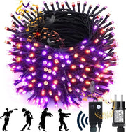 Decorazione di Halloween all'aperto - catena di luci horror con suono - 25 m 200 led - blu-arancio con funzione di memoria - 6 modalità - impermeabile - catena di luci di Halloween
