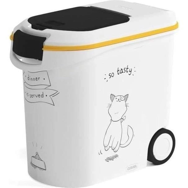 CURVER Contenitore per alimenti Diner è servito - 12 kg - 35 L - Bianco e nero - Per cat