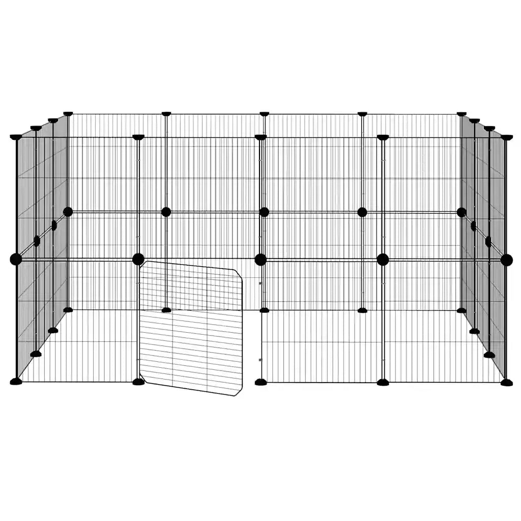 Gabbia per Animali 28 Pannelli con Porta Nero 35x35 cm Acciaio 3114044