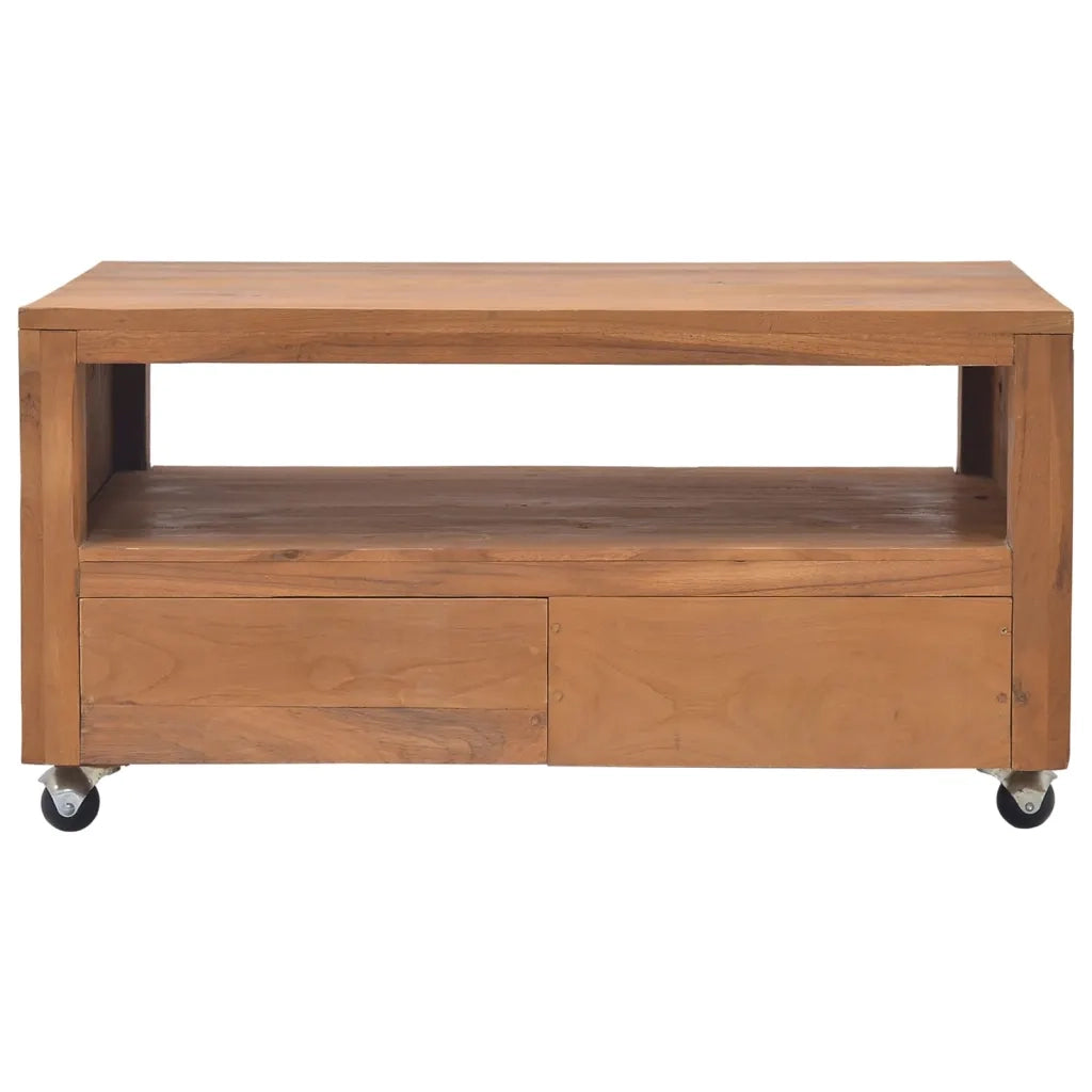 Mobile Porta TV con Ruote 80x50x42 cm in Legno Massello di Teak cod mxl 14159