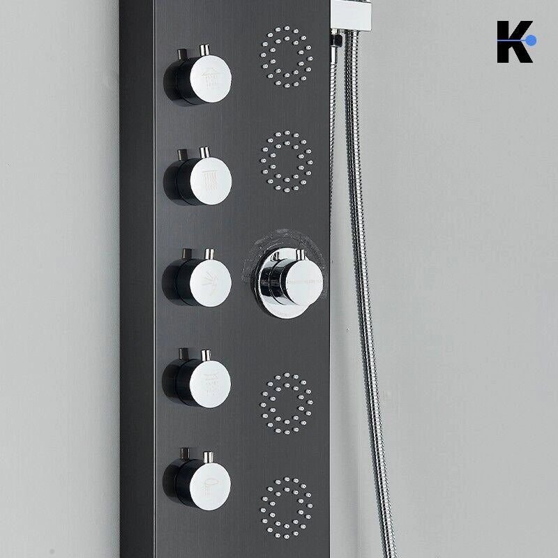 BERND | Pannello doccia Premium Doccia a pioggia in acciaio inox | Doccia massaggiante nera opaca Sistema doccia | Miscelatore Rubinetto Doccia doccia