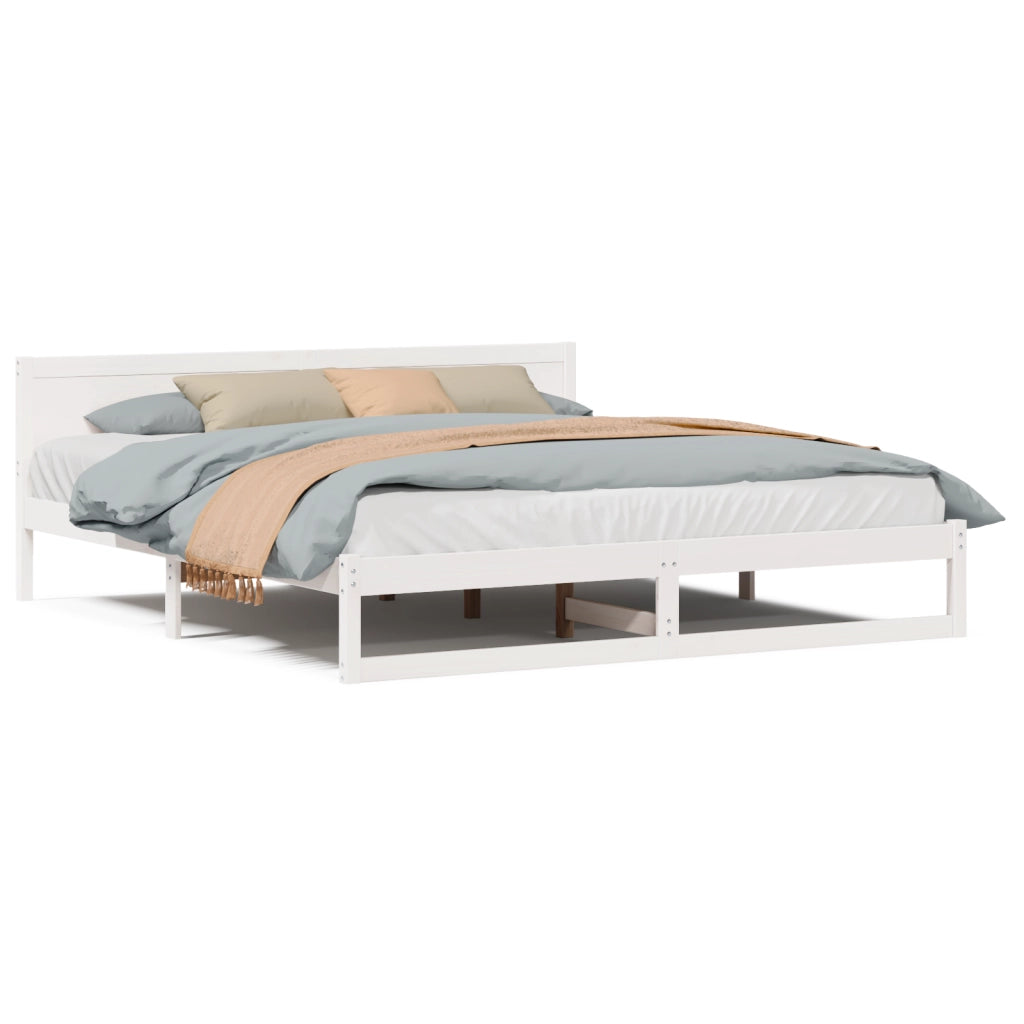 Telaio Letto Bianco Legno 200 x 200 cm Durevole