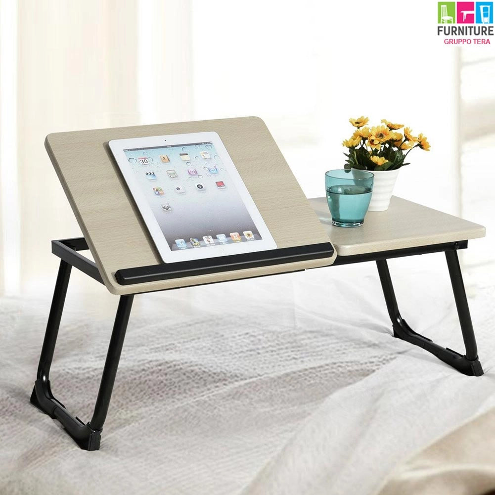 Tavolino Pieghevole Vassoio da Letto e Divano Porta PC con regolazione 65x30cm