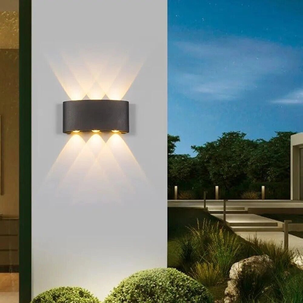 APPLIQUE PLAFONIERA LED 12W FARO FARETTO LAMPADA DA PARETE MURO DOPPIA LUCE 3000K