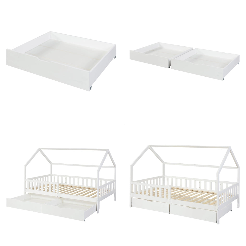 Set di 2 Cassetti Sottoletto Ydre a 4 Rotelle 97,5 x 92 x 22 cm Bianco [en.casa]
