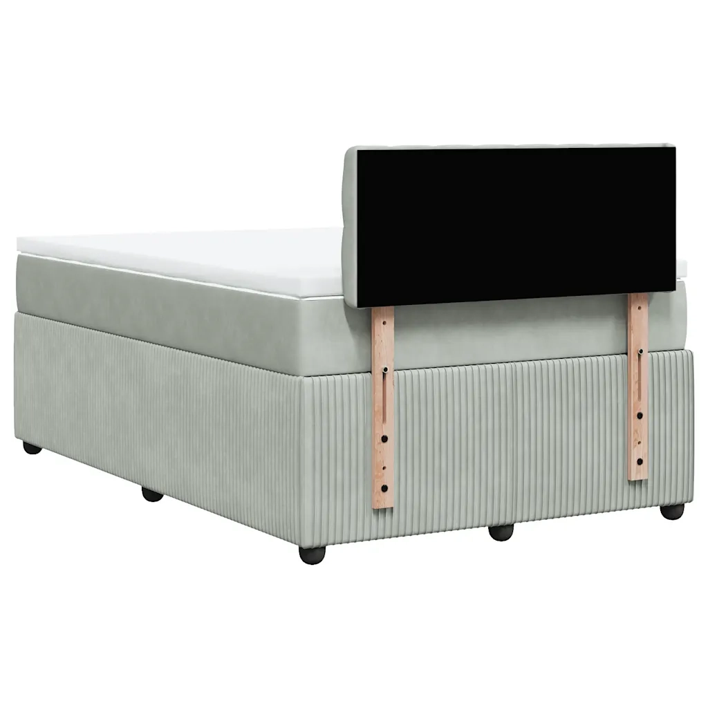Giroletto a Molle con Materasso Grigio Chiaro 120x190cm Velluto
