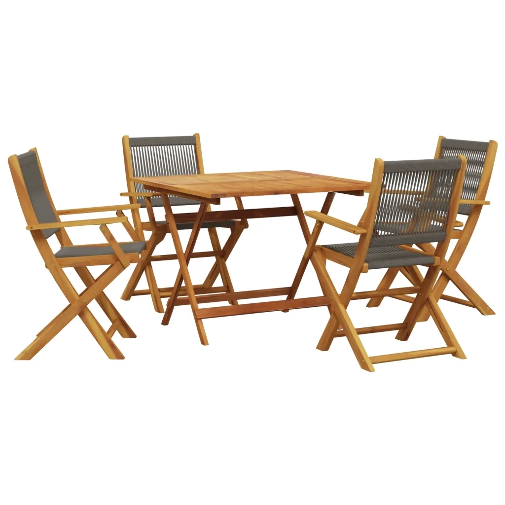Set da Pranzo da Giardino 5 pz Polipropilene e Legno Massello
