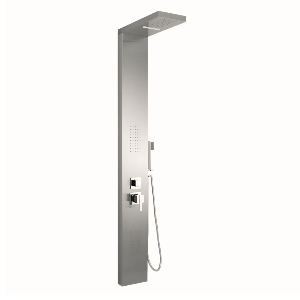 Colonna doccia 002 4 funzioni acciaio inox getto a cascata 2 bocchette idro lombari l20xp44xh170 *** finitura- spazzo...