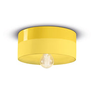 Plafoniera Media Vintage Decò Pi Ceramica Giallo Limone 1 Luce E27