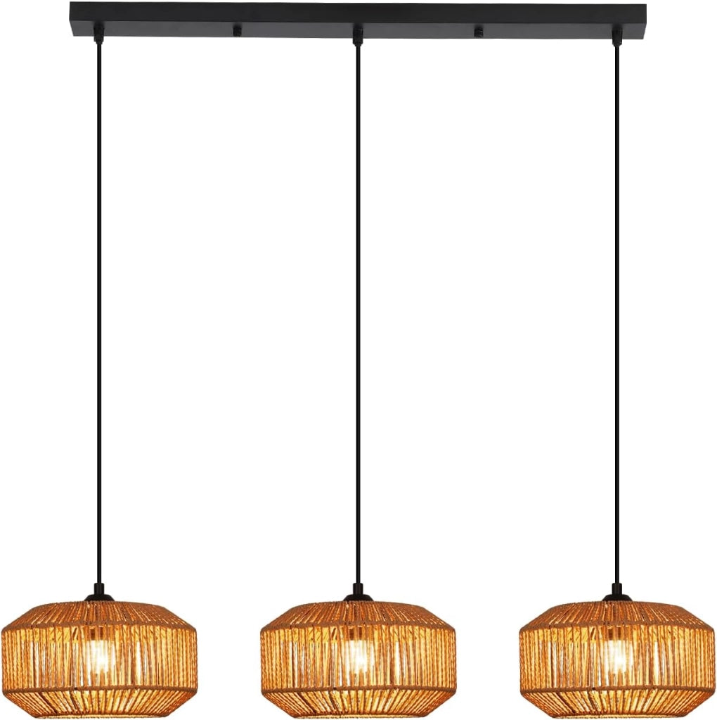 Lampada a sospensione ZMH vintage a 3 luci E27 per sala da pranzo (lampadina non inclusa)
