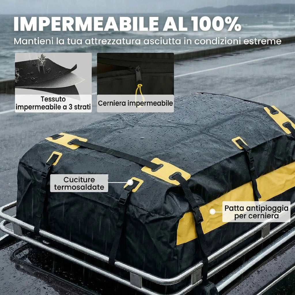 Portabagagli da Tetto 595 Litri Impermeabile, Borsa per Auto, Giallo
