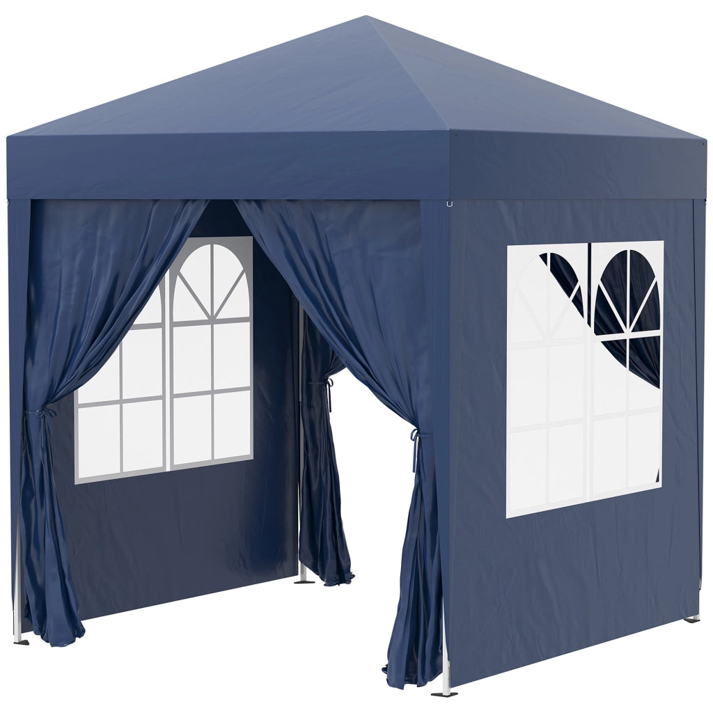 Tendone da giardino pieghevole regolabile in altezza protezione UV ¨C zephmum ¨C 200x200 cm blu