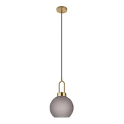 Lampada a sospensione Luton — vetro fumé opaco e ottone, sfera ø 20 cm