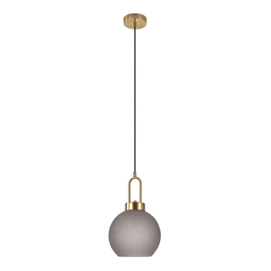 Lampada a sospensione Luton — vetro fumé opaco e ottone, sfera ø 20 cm