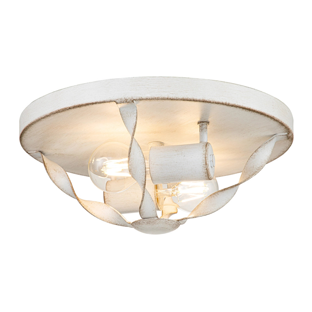 Plafoniera tonda 33 cm 2xE27 bianco antico Bradbury