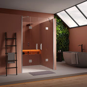 Box doccia 120 cm due ante doppio battente saloon per nicchia H200 cm cristallo trasparente 6mm UGO Cromato