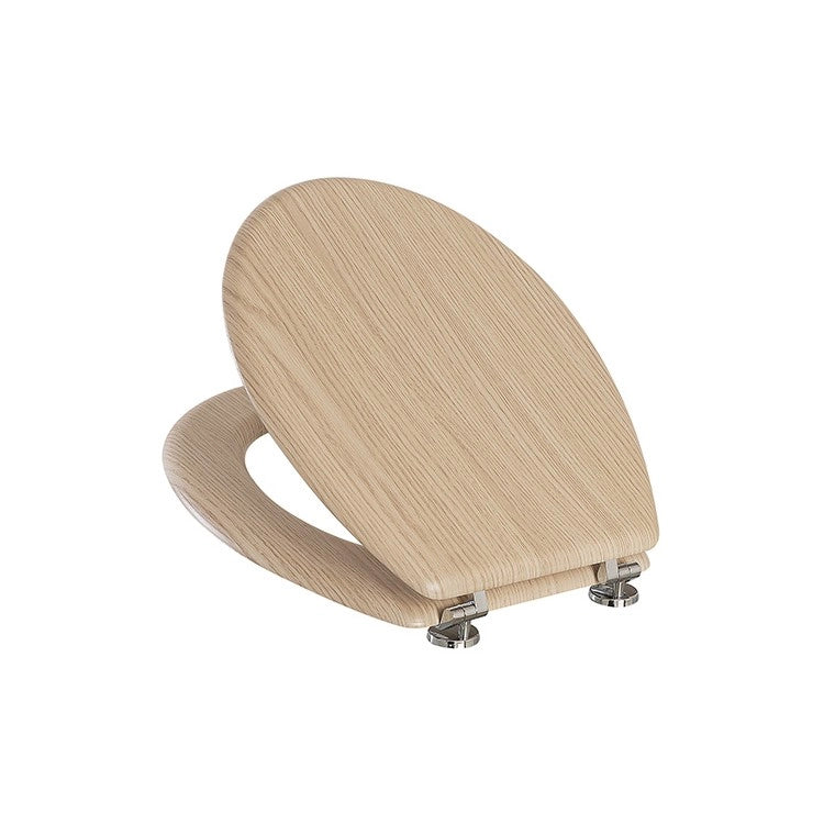 Sedile WC universale in legno rovere sbiancato con cerniere regolabili Feridras