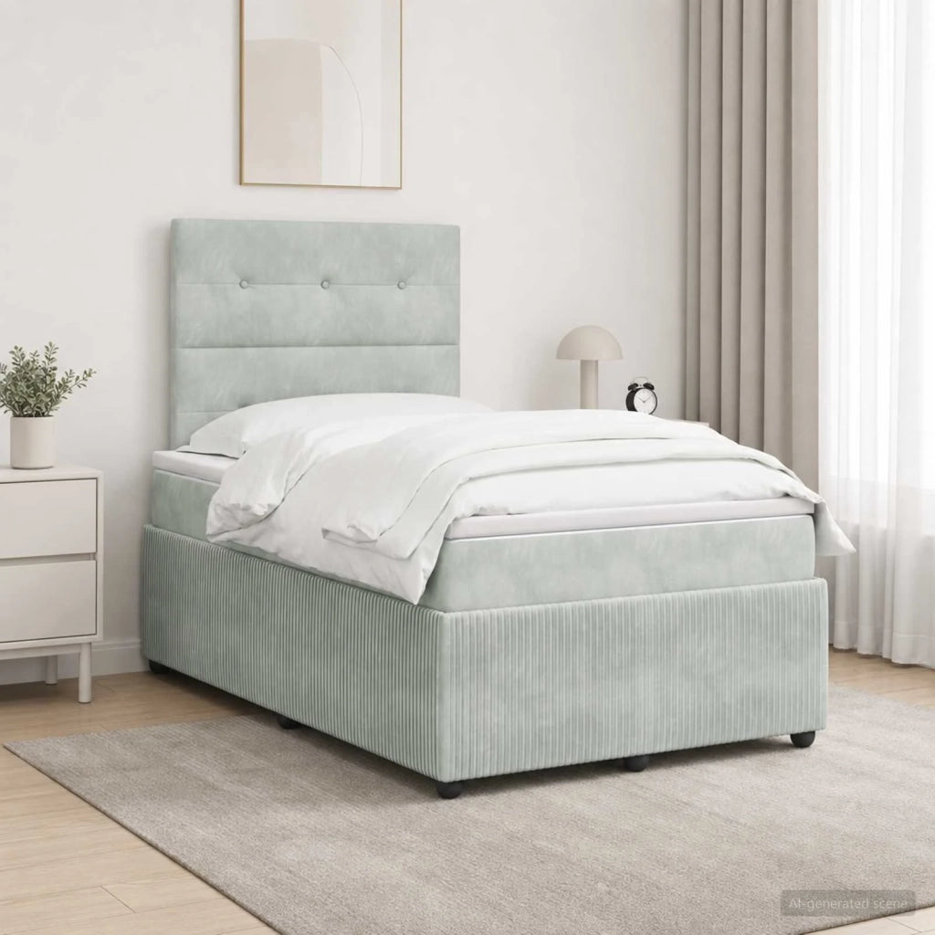 Letto Box Spring LED con Materasso Grigio Chiaro 120 x 200 cm 3456047
