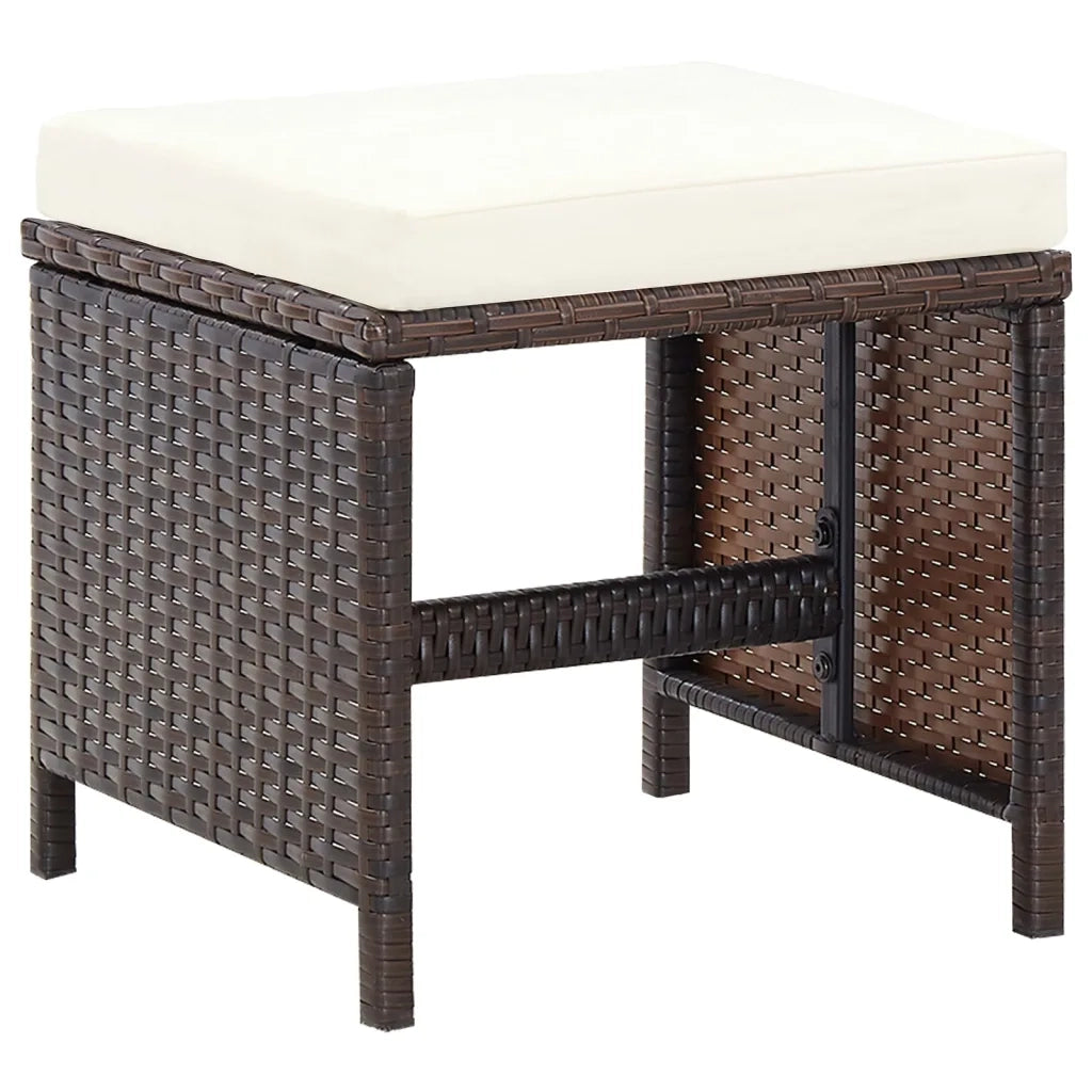 Set Sedie da Giardino e Poggiapiedi 4 pz | Sedie da Esterno in Polyrattan Marrone