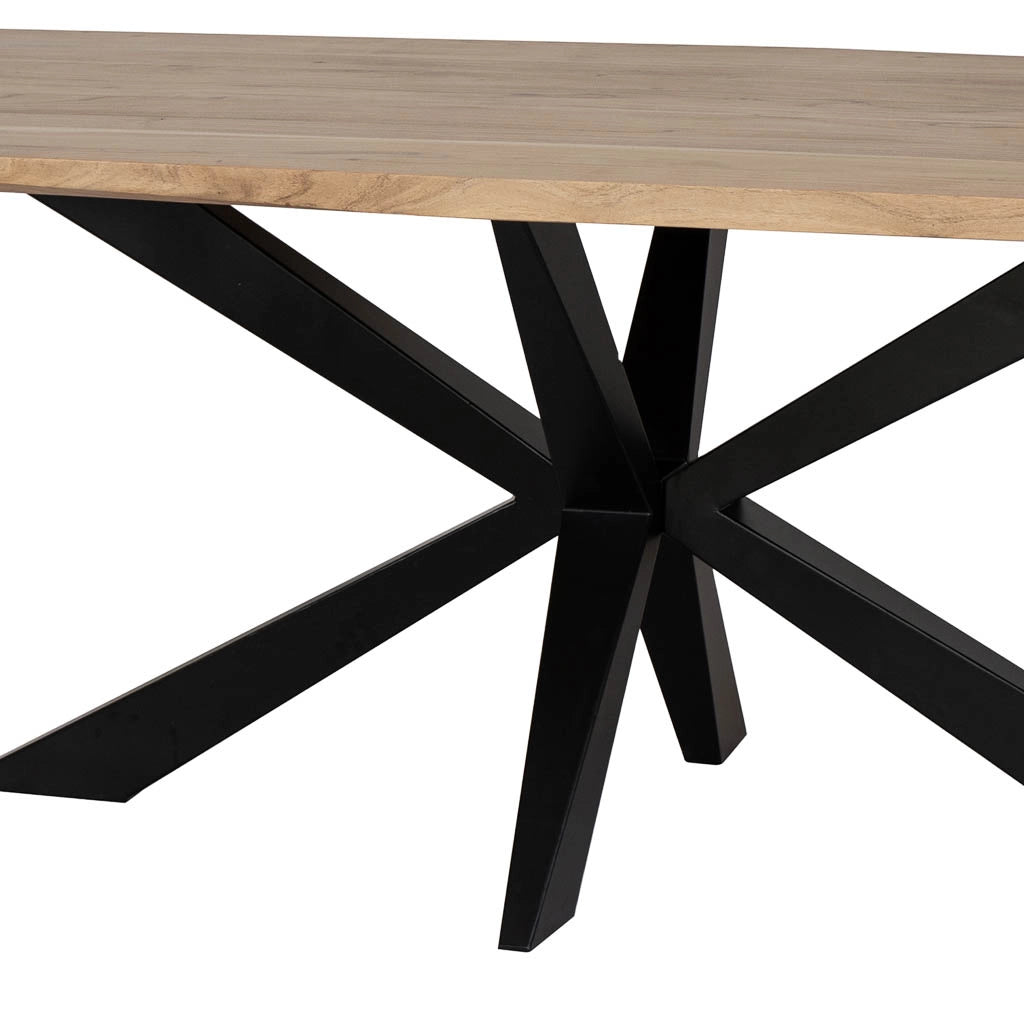 Tavolo da pranzo bordo conico in legno di acacia naturale 200x100x76h