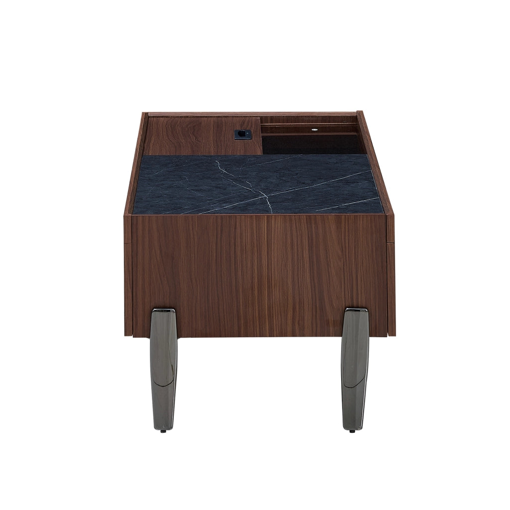 TAVOLINO DA SALOTTO 105x50x41,5 cm MDF Marrone Scuro con Piano in Vetro