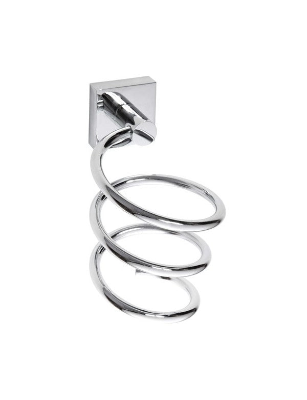 Porta asciugacapelli a spirale da parete BETA in ottone cromato 10cmx18,5cmx12,5cm