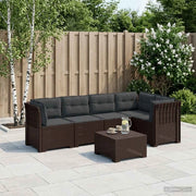 Divano da Giardino 5 Posti con Cuscini Stile Rattan PP Marrone 3444055