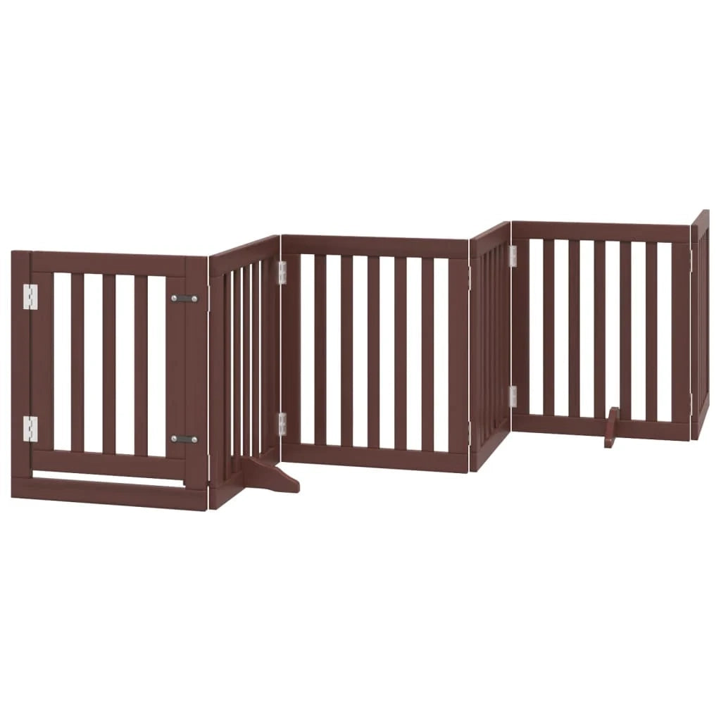 Cancelletto di sicurezza per animali domestici porta pieghevole 12 pannelli legno di pioppo marrone 02_0023142