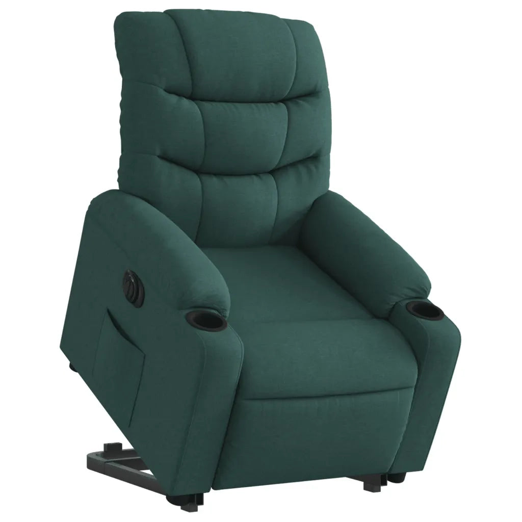 Poltrona Alzapersona Reclinabile Elettrica Verde Scuro Tessuto 3206669
